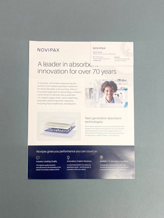 Novipax Business card on marketing materials